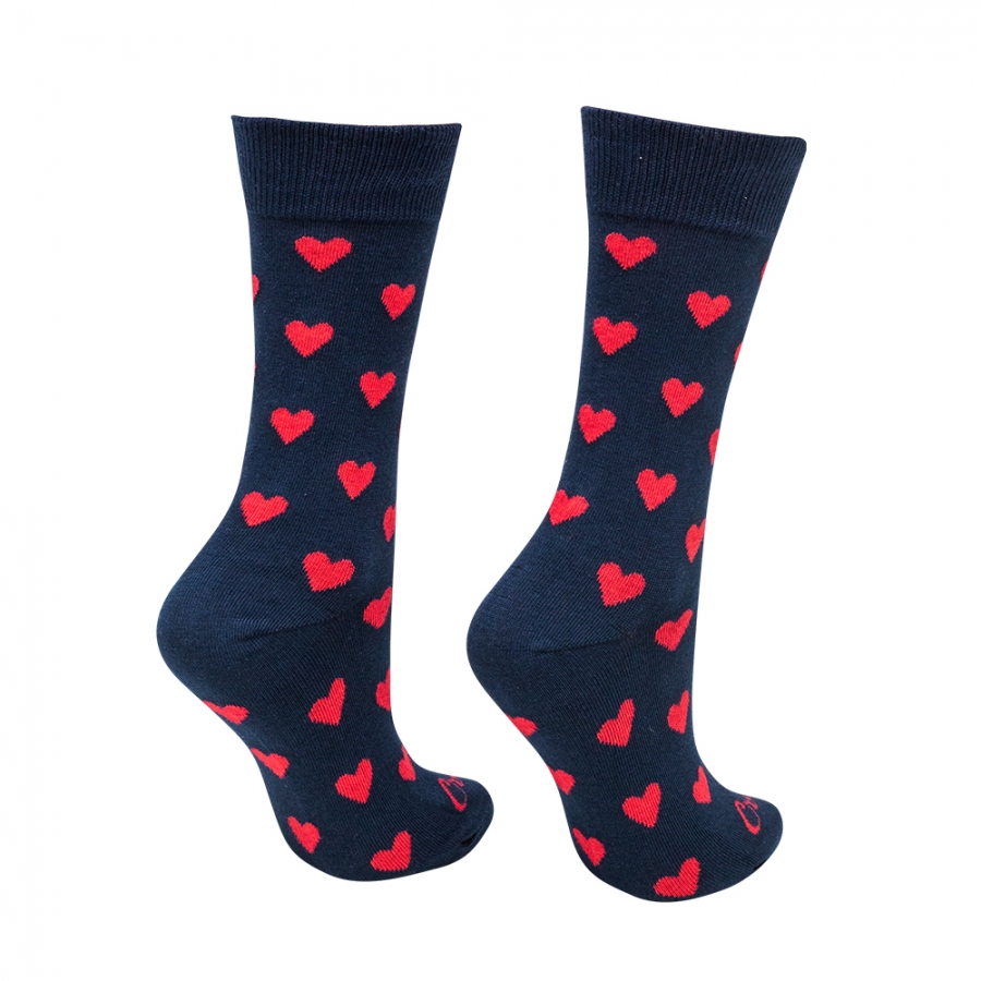 Ponožky srdiečka modro-červené